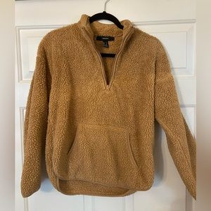 Teddy bear brown half zip jacket